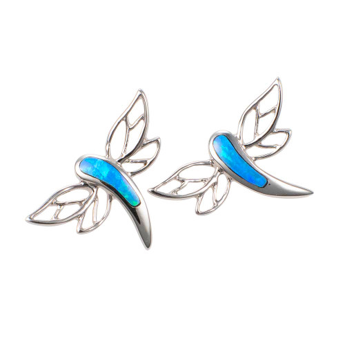 PIXIE FLUTTER STERLING SILVER AUSTRALIAN OPAL STUD EARRINGS