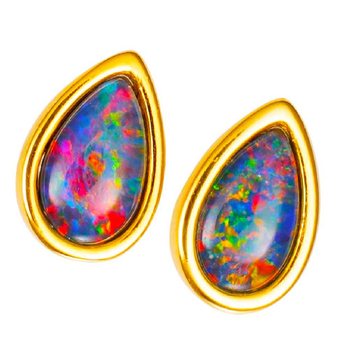 ORGANIC DESTINY 18KT GOLD PLATED AUSTRALIAN OPAL STUD EARRINGS