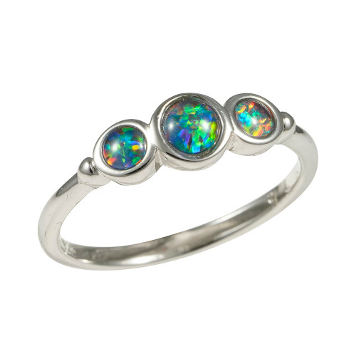 *RITZY STERLING SILVER AUSTRALIAN OPAL RING