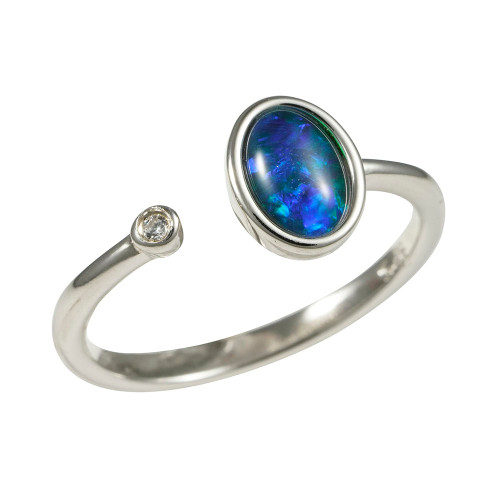 *SULTRY STERLING SILVER AUSTRALIAN OPAL RING