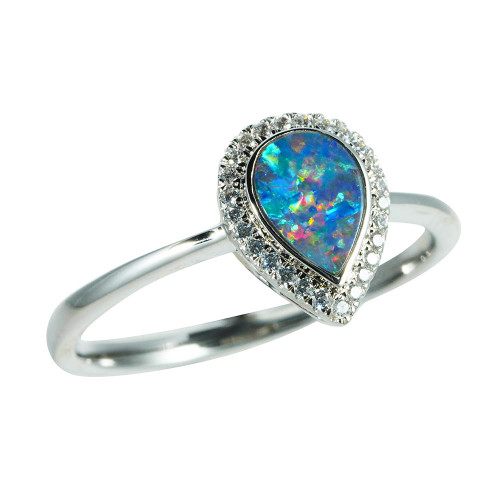 *THE BEVERLY STERLING SILVER AUSTRALIAN OPAL RING