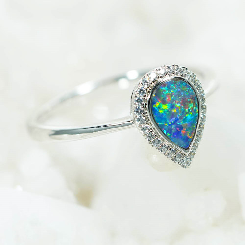*THE BEVERLY STERLING SILVER AUSTRALIAN OPAL RING