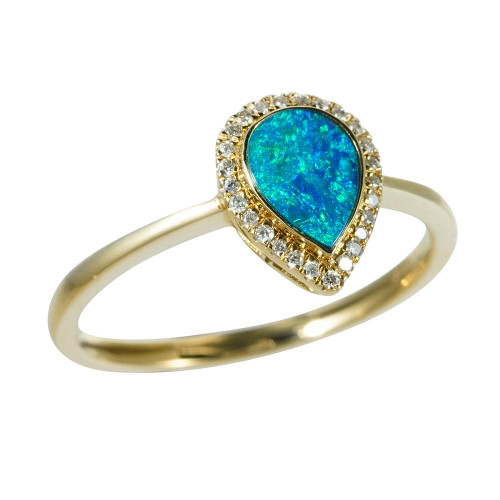 REFRESHED GOLD & DIAMOND AUSTRALIAN OPAL RING