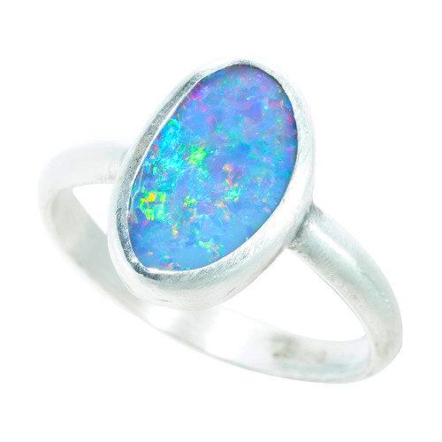 * 1 UNIVERSAL GEMS STERLING SILVER AUSTRALIAN OPAL RING