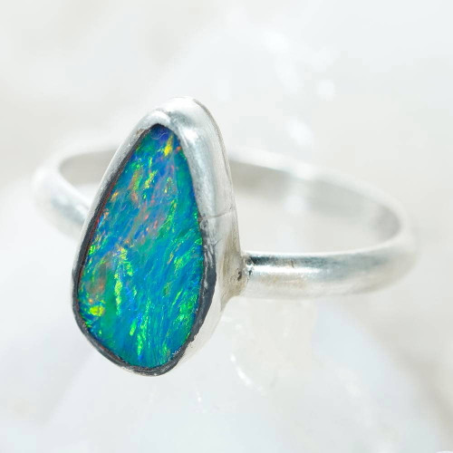 CURATED CURIOSITY STERLING SILVER AUSTRALIAN OPAL RING