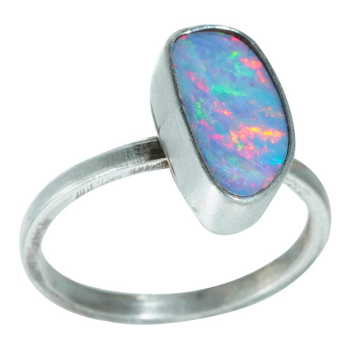 *PRISTINE BEAUTY STERLING SILVER AUSTRALIAN OPAL RING