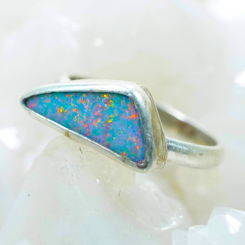 *CRAFTED CHARM STERLING SILVER AUSTRALIAN OPAL RING