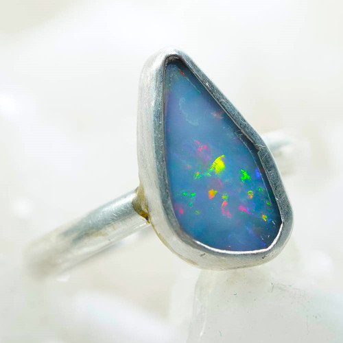 *UNIQUE UNVEILING STERLING SILVER AUSTRALIAN OPAL RING