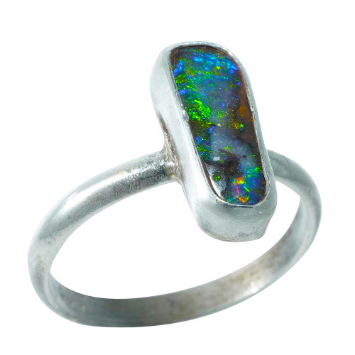 *DETAILED DELIGHT STERLING SILVER AUSTRALIAN SOLID BOULDER OPAL RING