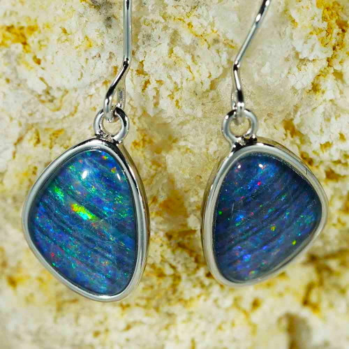 COLOR CRUSH STERLING SILVER AUSTRALIAN OPAL DROP EARRINGS