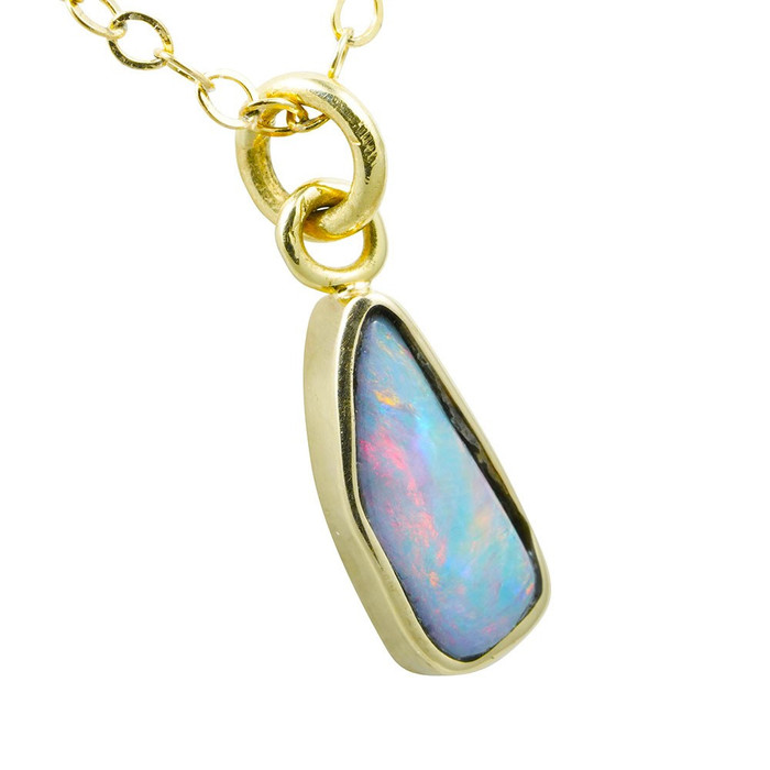 * MUSHROOM MIRROR 14KT GOLD AUSTRALIAN OPAL NECKLACE