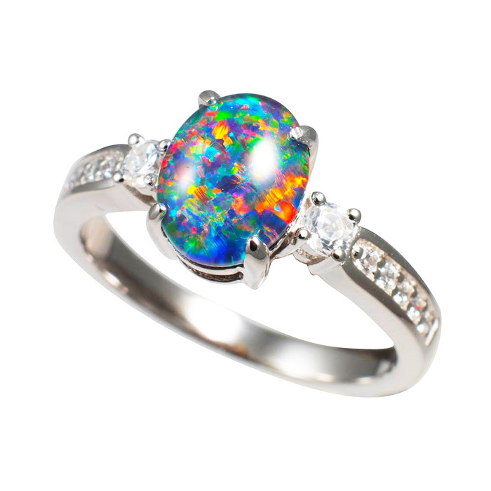 IMPROV STERLING SILVER AUSTRALIAN OPAL RING