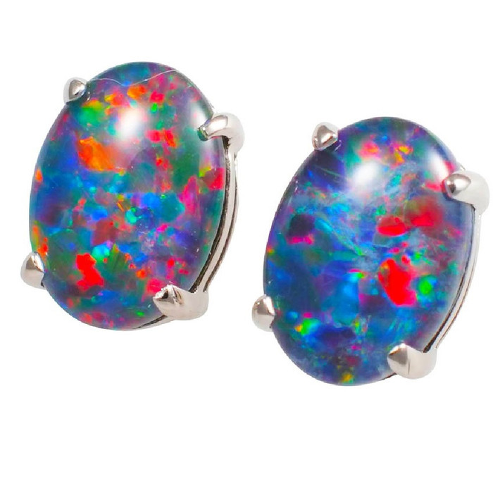 MADELYN'S BLING STERLING SILVER AUSTRALIAN OPAL EARRINGS