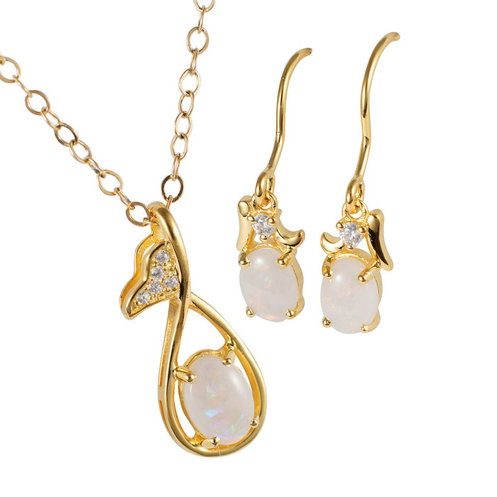 PERFECT ANGEL18KT GOLD PLATED AUSTRALIAN OPAL JEWELRY SET PERFECT ANGEL18KT GOLD PLATED AUSTRALIAN OPAL JEWELRY SET