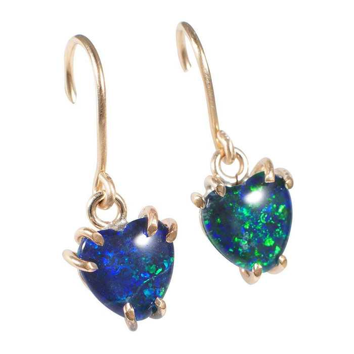 HEART SHAPED ROSE GOLD FILLED OPAL EARRINGS
