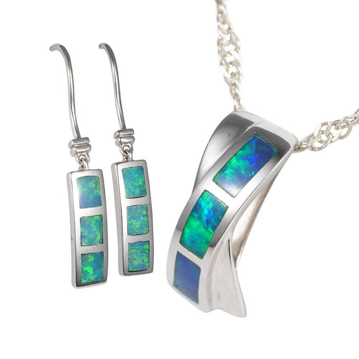 HEART PATH 14KT GOLD AUSTRALIAN SOLID OPAL JEWELRY SET