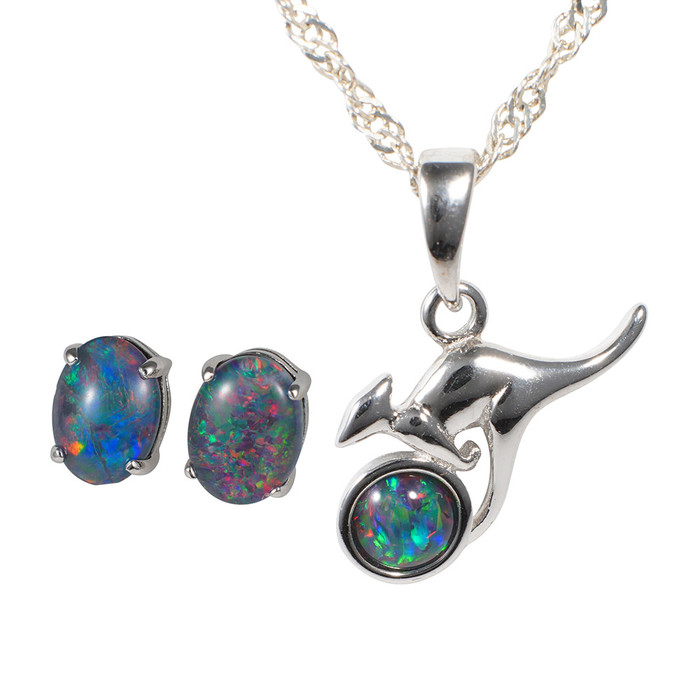MELTED KISS STERLING SILVER AUSTRALIAN OPAL JEWELRY SET MELTED KISS STERLING SILVER AUSTRALIAN OPAL JEWELRY SET