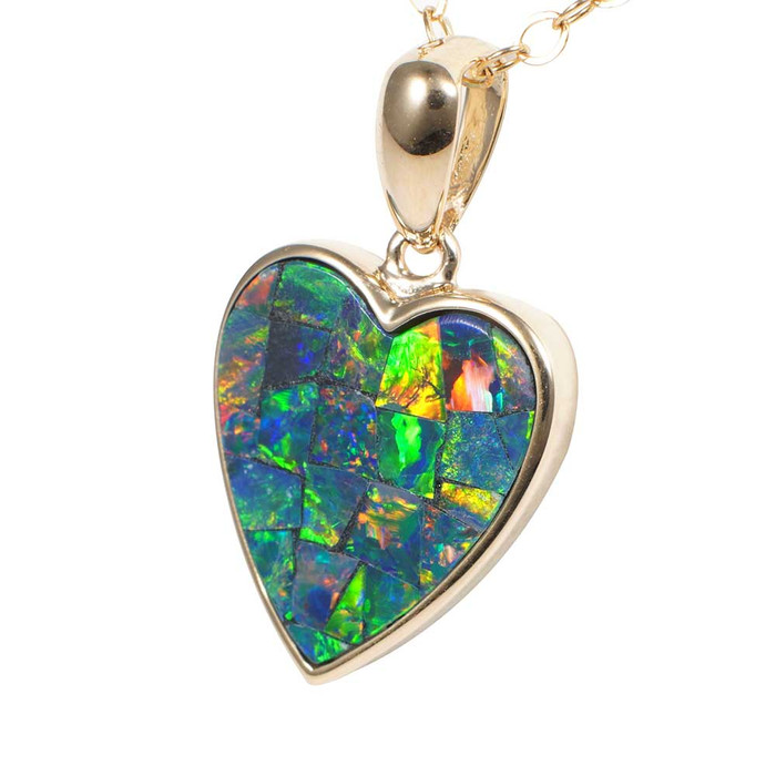 OPEN HEART 14KT GOLD OPAL PENDANT