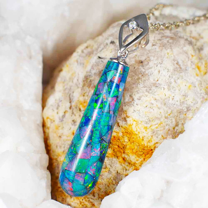 ADORE ME STERLING SILVER AUSTRALIAN OPAL NECKLACE ADORE ME STERLING SILVER AUSTRALIAN OPAL NECKLACE