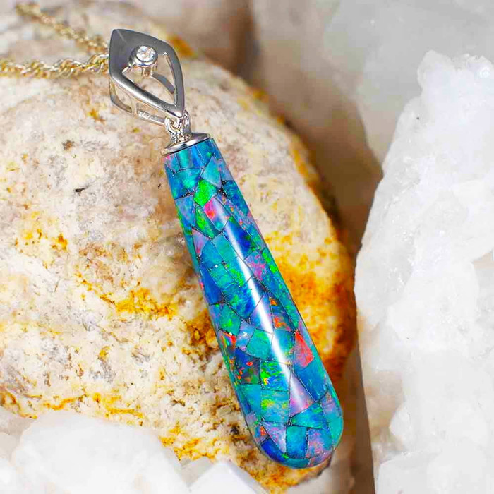 * ADORE ME STERLING SILVER AUSTRALIAN OPAL NECKLACE