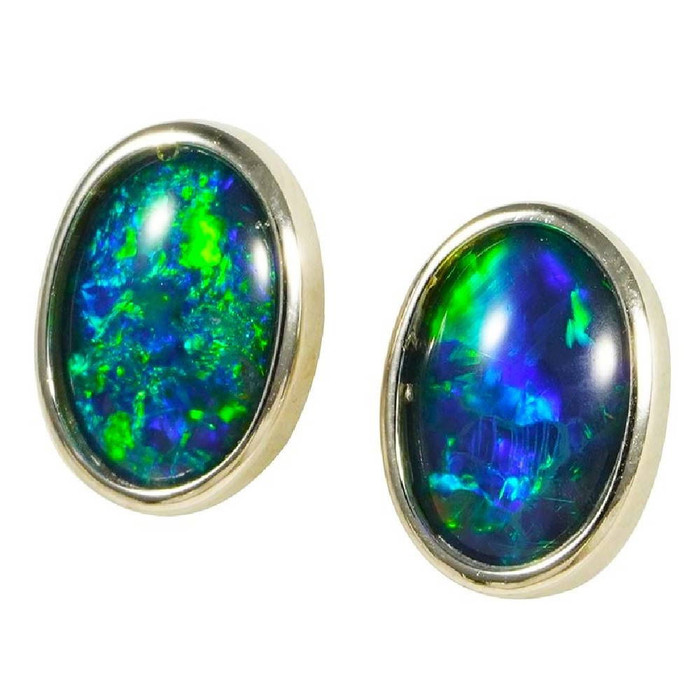 A NOVIA STERLING SILVER AUSTRALIAN OPAL STUD EARRINGS