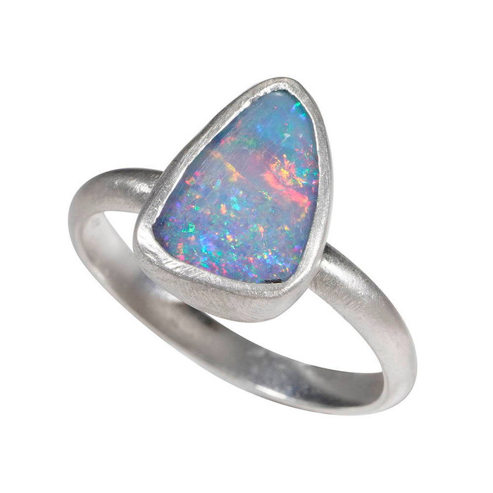 FLASH ENSEMBLE STERLING SILVER AUSTRALIAN OPAL RING