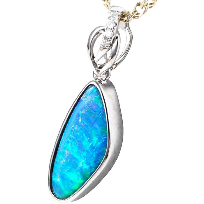 ELOQUENT GLOW 14KT WHITE GOLD & DIAMOND AUSTRALIAN OPAL NECKLACE