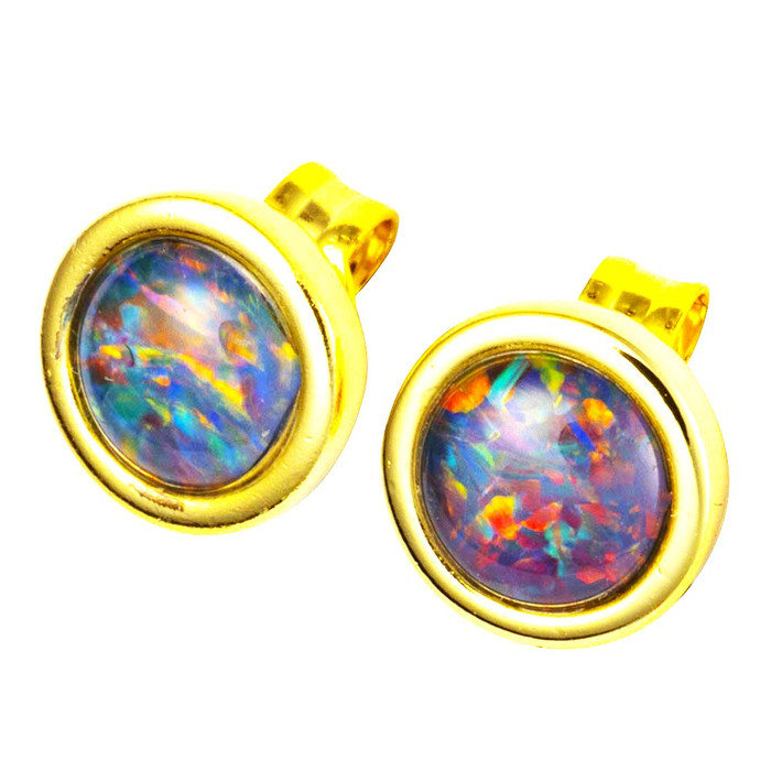 ORCHID OPULENCE 18KT GOLD PLATED AUSTRALIAN OPAL STUD EARRINGS