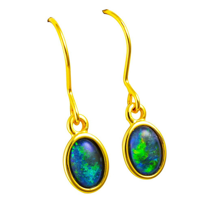AESTHETIC SPHERE 18KT YELLOW GOLD PLATED AUSTRALIAN OPAL DROP EARRINGS