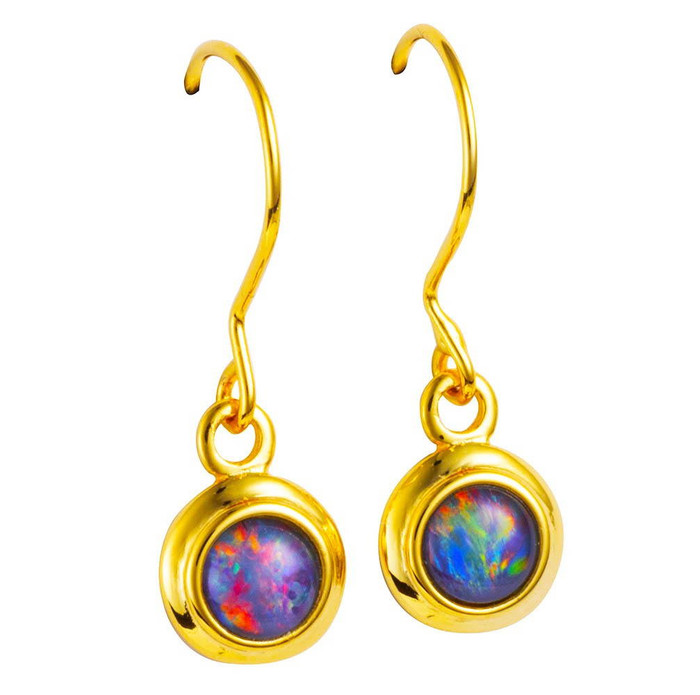 A HYPE HAVEN 18KT GOLD PLATED AUSTRALIAN OPAL DROP EARRINGS