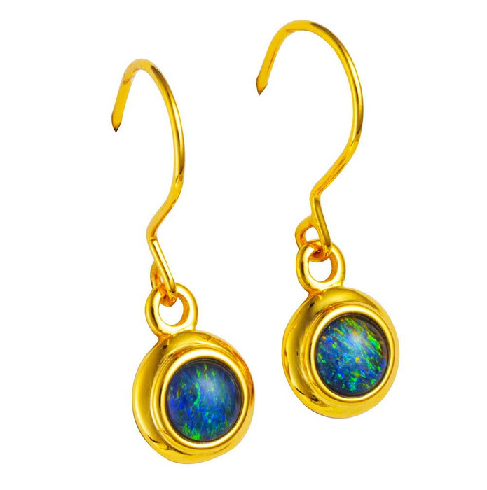 EMBER EDGE 18KT GOLD PLATED AUSTRALIAN OPAL DROP EARRINGS