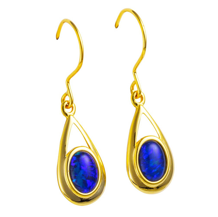 ECHO LANE 18KT GOLD PLATED AUSTRALIAN OPAL DROP EARRINGS