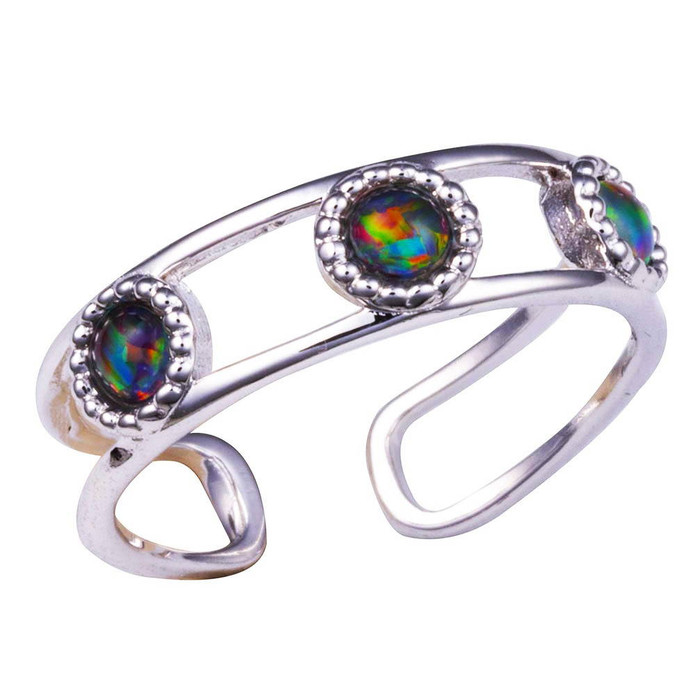 * a RAINBOW POD SILVER OPAL RING