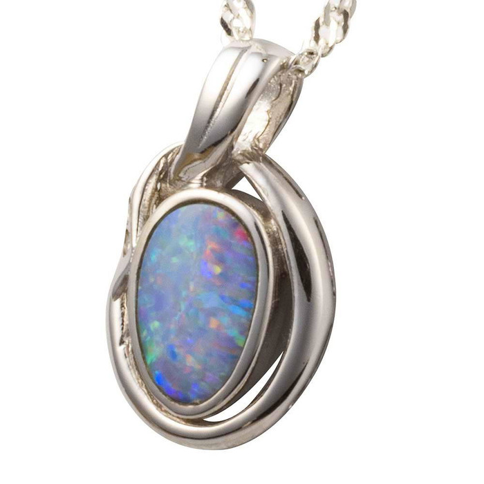 RAINBOW VORTEX  STERLING SILVER AUSTRALIAN OPAL NECKLACE