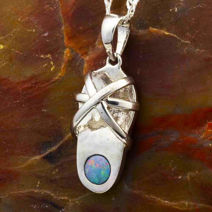FULL MOON STERLING SILVER AUSTRALIAN OPAL NECKLACE