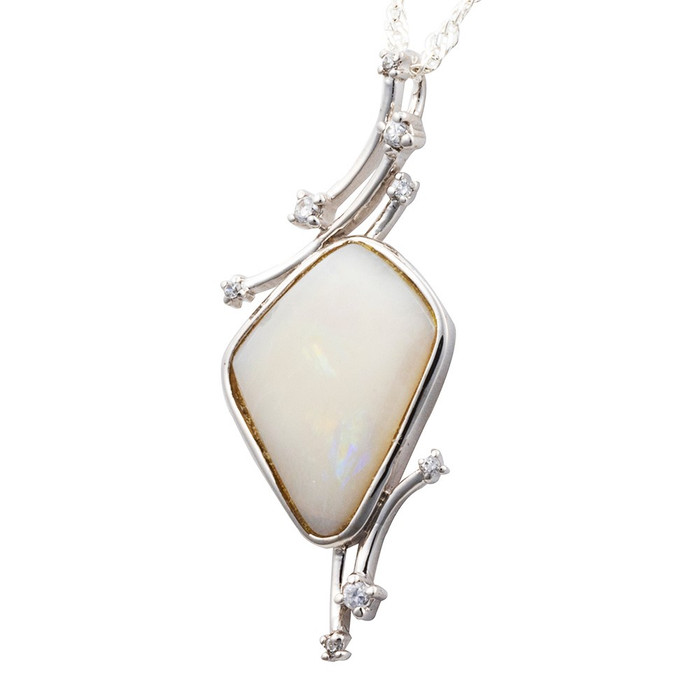 *HIGHER SELF STERLING SILVER AUSTRALIAN WHITE OPAL NECKLACE