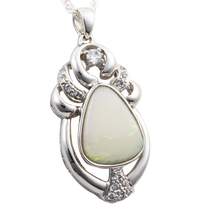 *JOYFUL LIFE STERLING SILVER AUSTRALIAN WHITE OPAL NECKLACE