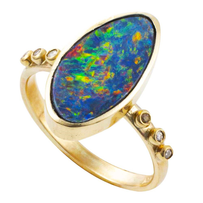 BREATHE DEEP 14KT GOLD & DIAMOND AUSTRALIAN OPAL RING BREATHE DEEP 14KT GOLD & DIAMOND AUSTRALIAN OPAL RING