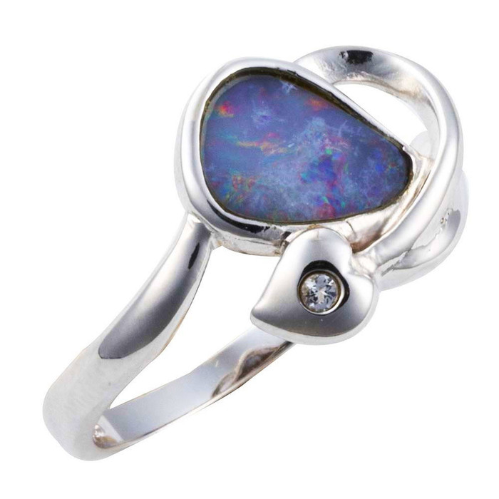 NARRATIVE STERLING SILVER AUSTRALIAN OPAL RING