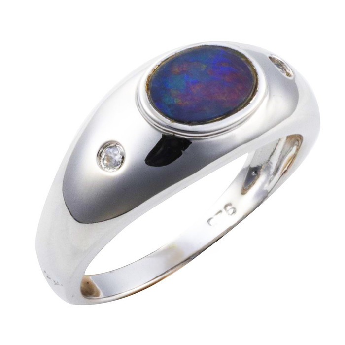 SUNRAYS STERLING SILVER AUSTRALIAN OPAL RING