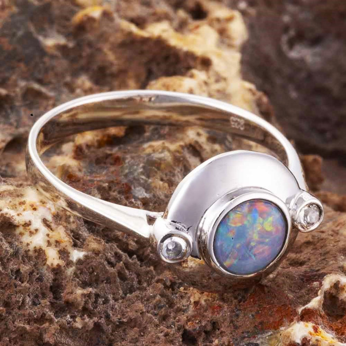 LIBRA BREEZE STERLING SILVER AUSTRALIAN OPAL RING