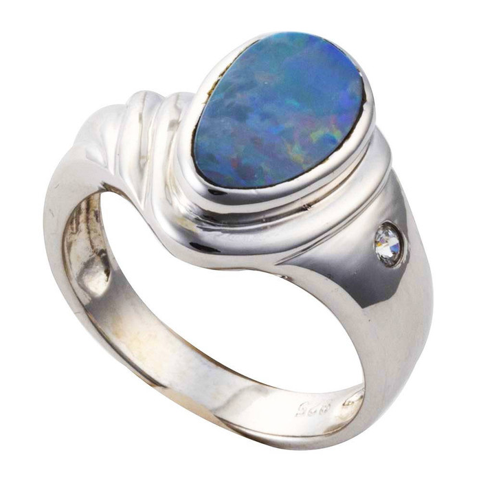 FIRE SPIRIT STERLING SILVER AUSTRALIAN OPAL RING