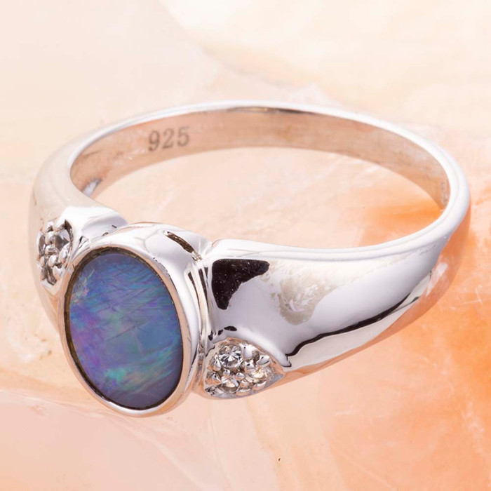 COSMIC EARTHLING STERLING SILVER AUSTRALIAN OPAL RING