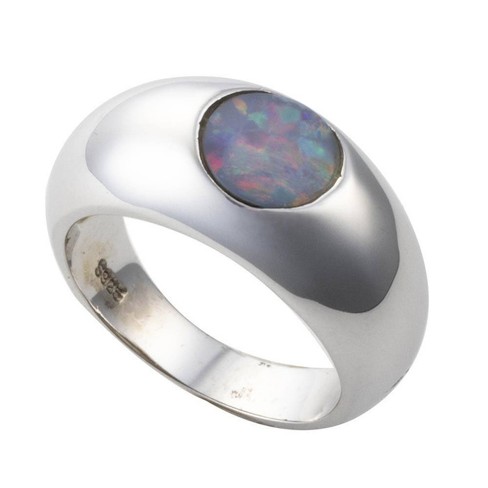 LAVENDER LIGHT STERLING SILVER AUSTRALIAN OPAL RING