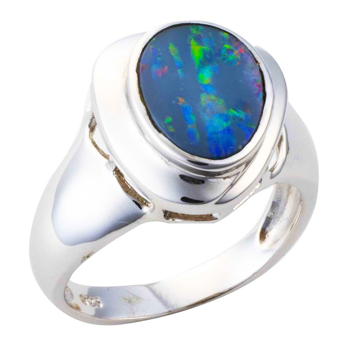 NEBULA MORNING STERLING SILVER AUSTRALIAN OPAL RING