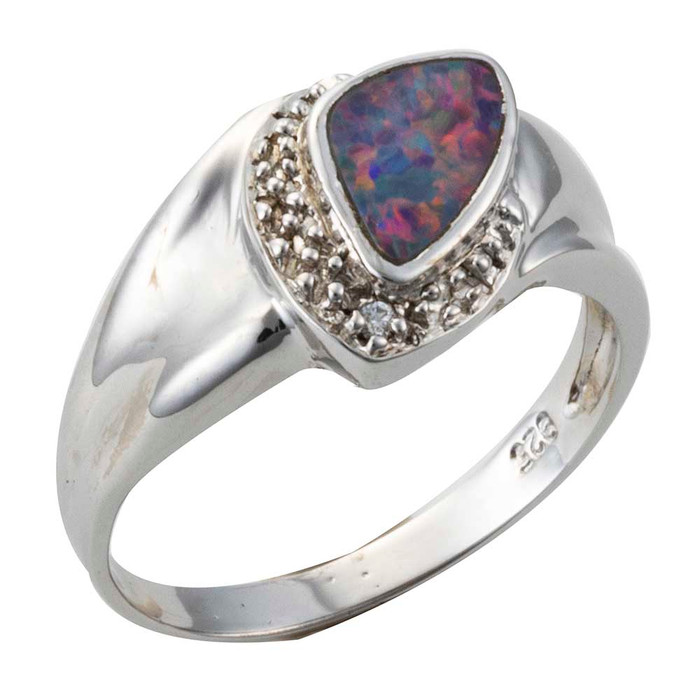 STAR LOVE STERLING SILVER AUSTRALIAN OPAL RING