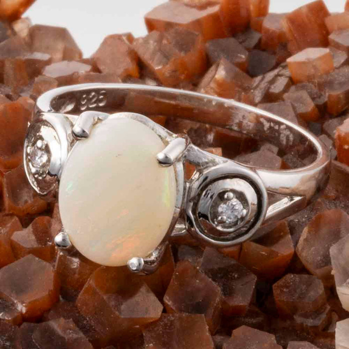 MOON MAGIC STERLING SILVER AUSTRALIAN WHITE OPAL RING
