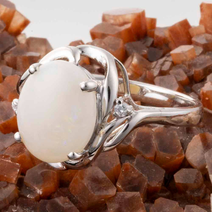 MOON BABY STERLING SILVER AUSTRALIAN WHITE OPAL RING