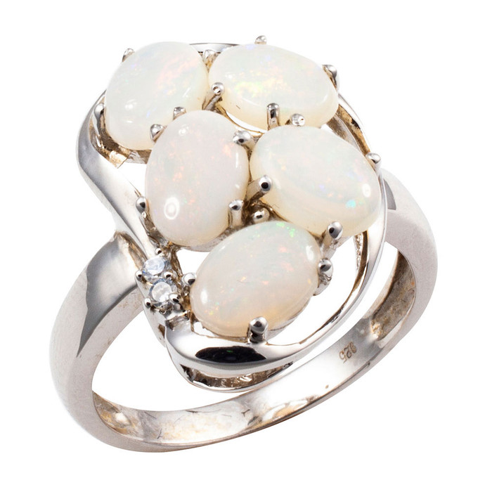 SUN SONG STERLING SILVER AUSTRALIAN WHITE OPAL RING
