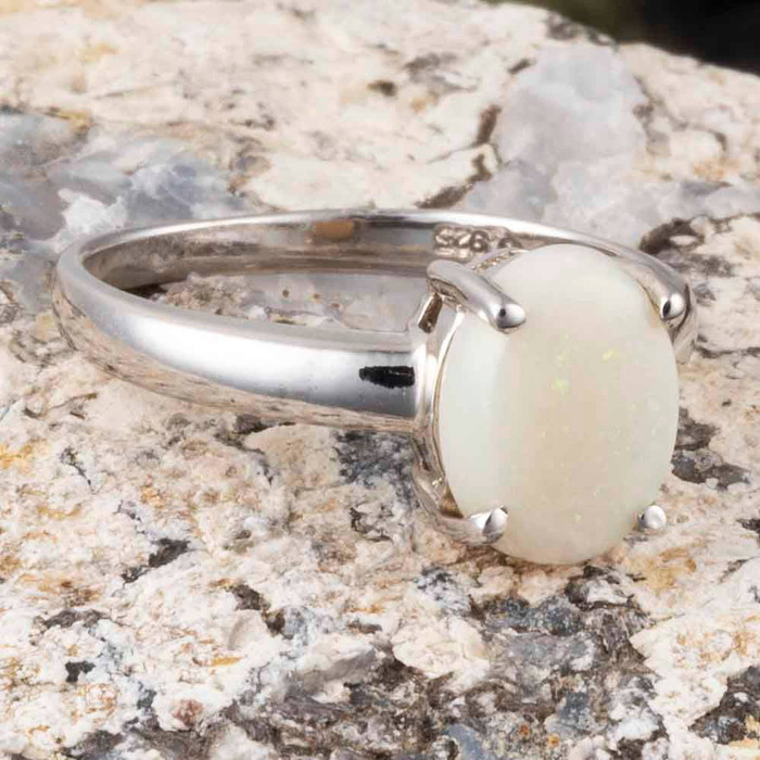 STAR MEADOW STERLING SILVER AUSTRALIAN WHITE OPAL RING
